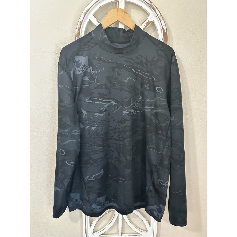 Under Armour ColdGear Infrared Mock Neck Mens XXL Camo Black Fitted Base Layer